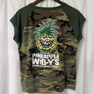 Pineapple‎ Willy's Vintage Tshirt Retro Green Camo 2XL Panama City Beach - READ